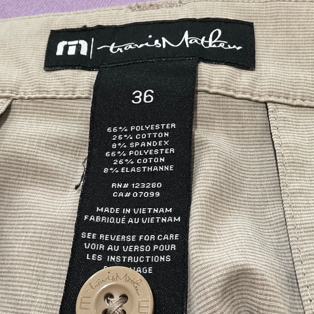 Travis Mathew Hefner 2.0 Performance Golf Shorts Flat Front Tan Size 36 - Picture 3 of 6
